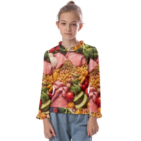 Fruit Snack Diet Bio Food Healthy Kids  Frill Detail T-shirt by Sarkoni