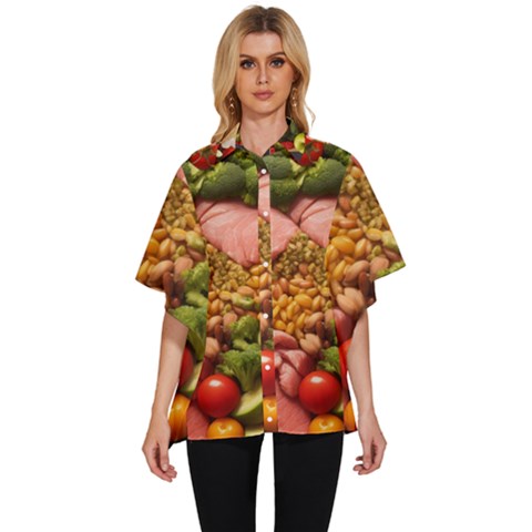 Fruit Snack Diet Bio Food Healthy Women s Batwing Button Up Shirt by Sarkoni