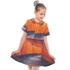 Architecture Art Bright Color Kids  Short Sleeve Shirt Dress by Amaryn4rt