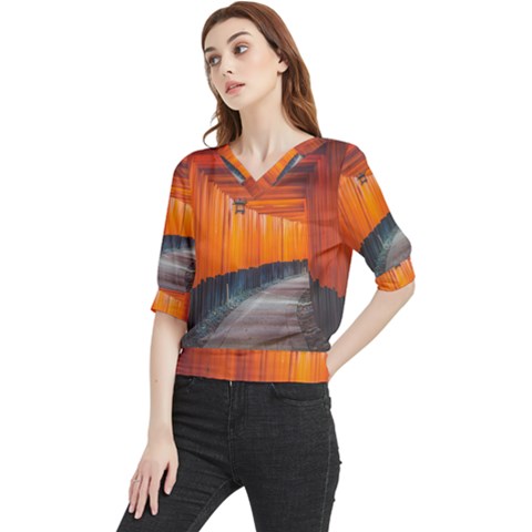 Architecture Art Bright Color Quarter Sleeve Blouse by Amaryn4rt