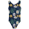 Flower Grey Pattern Floral Kids  Cut-Out Back One Piece Swimsuit View1