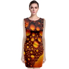 Bubbles Abstract Art Gold Golden Sleeveless Velvet Midi Dress by Dutashop