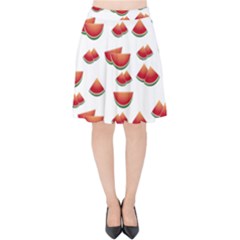 Summer Watermelon Pattern Velvet High Waist Skirt by Dutashop