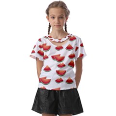 Summer Watermelon Pattern Kids  Front Cut T-shirt by Dutashop