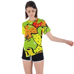 Fruit Food Wallpaper Asymmetrical Short Sleeve Sports T-shirt by Dutashop