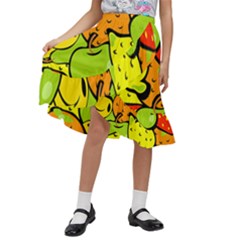 Fruit Food Wallpaper Kids  Ruffle Flared Wrap Midi Skirt by Dutashop