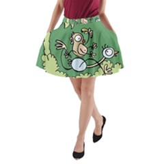 Ostrich Jungle Monkey Plants A-line Pocket Skirt by Bajindul