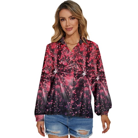 Abstract Background Wallpaper Women s Long Sleeve Button Up Shirt by Bajindul