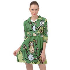 Ostrich Jungle Monkey Plants Mini Skater Shirt Dress by Bajindul