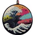 Retro Wave Kaiju Godzilla Japanese Pop Art Style Round Trivet View1