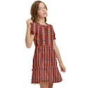 Pattern Background Red Stripes Kids  Puff Sleeved Dress View2