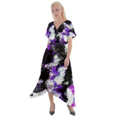 Abstract Canvas Acrylic Digital Design Cross Front Sharkbite Hem Maxi Dress by Amaryn4rt