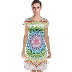 Mandala Pattern Rainbow Pride Cap Sleeve Nightdress by Ravend