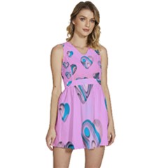 Hearts Pattern Love Background Sleeveless High Waist Mini Dress by Ravend