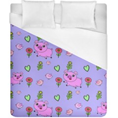 Flower Pink Pig Piggy Seamless Duvet Cover (california King Size) by Ravend