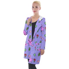 Flower Pink Pig Piggy Seamless Hooded Pocket Cardigan by Ravend