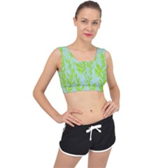 Background Leaves Branch Seamless V-back Sports Bra by Ravend