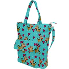 Cat Love Pattern Shoulder Tote Bag by Ravend