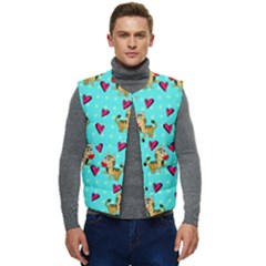 Cat Love Pattern Men s Button Up Puffer Vest	 by Ravend