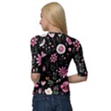 Flowers Pattern Quarter Sleeve Raglan T-Shirt View2