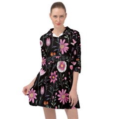 Flowers Pattern Mini Skater Shirt Dress by Ravend