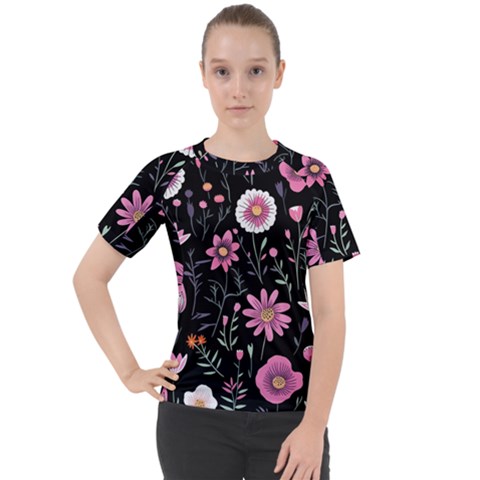 Flowers Pattern Women s Sport Raglan T-shirt by Ravend