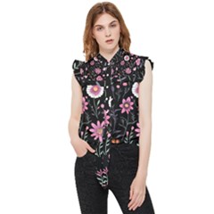 Flowers Pattern Frill Detail Shirt by Ravend