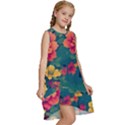 Floral Art Flowers Textile Kids  Frill Swing Dress View3