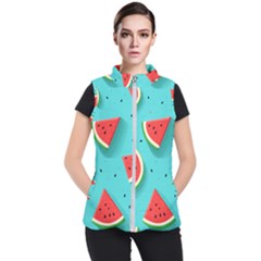 Watermelon Fruit Slice Women s Puffer Vest by Ravend