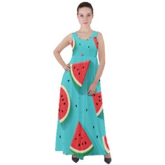 Watermelon Fruit Slice Empire Waist Velour Maxi Dress by Ravend