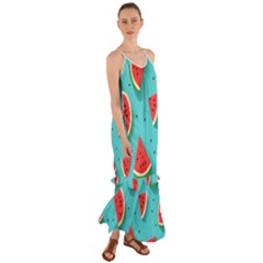 Watermelon Fruit Slice Cami Maxi Ruffle Chiffon Dress by Ravend