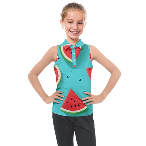 Watermelon Fruit Slice Kids  Sleeveless Polo T-shirt by Ravend