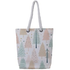 Trees Christmas Full Print Rope Handle Tote (small) by Ravend