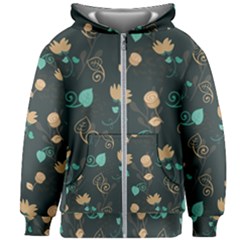 Flowers Leaves Pattern Seamless Kids  Zipper Hoodie Without Drawstring by Ravend