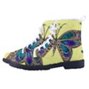 Butterfly Mosaic Yellow Colorful Men s High-Top Canvas Sneakers View2