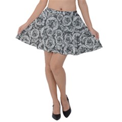 Vintage Clock Motif Pattern Velvet Skater Skirt by dflcprintsclothing