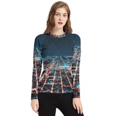 Aerial Shot Of Buildings Women s Long Sleeve Rash Guard by Modalart