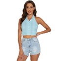 Stripes Striped Turquoise Backless Halter Cami Shirt View1