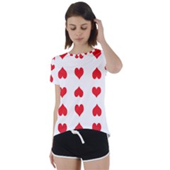 Heart Red Love Valentines Day Short Sleeve Open Back T-shirt by Bajindul