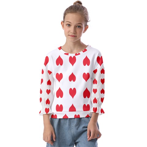 Heart Red Love Valentines Day Kids  Cuff Sleeve Top by Bajindul