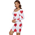 Heart Red Love Valentines Day Women Long Sleeve Ruched Stretch Jersey Dress View3