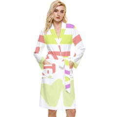 Rainbow Boho Colors Pastel Heart Long Sleeve Velvet Robe by Ndabl3x