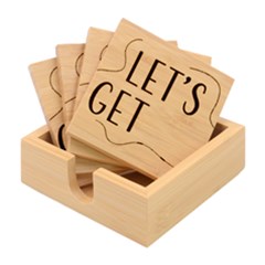 Let s Get Lit Christmas Jingle Bells Santa Claus Bamboo Coaster Set by Ndabl3x