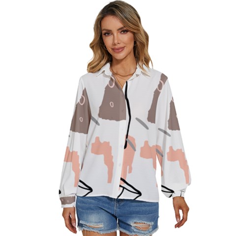 Abstract Art Design Pattern Women s Long Sleeve Button Up Shirt by Ndabl3x