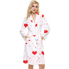 Hearts Romantic Love Valentines Long Sleeve Velvet Robe by Ndabl3x