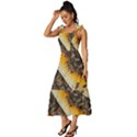 Yellow And Black Bees On Brown And Black Tie-Strap Tiered Midi Chiffon Dress View2