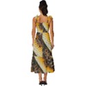 Yellow And Black Bees On Brown And Black Tie-Strap Tiered Midi Chiffon Dress View4