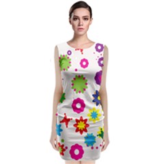 Floral Colorful Background Sleeveless Velvet Midi Dress by Grandong