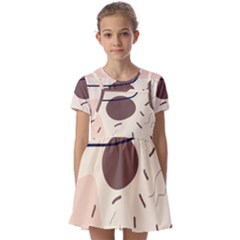 Doodles Abstract Boho Art Kids  Short Sleeve Pinafore Style Dress by Grandong