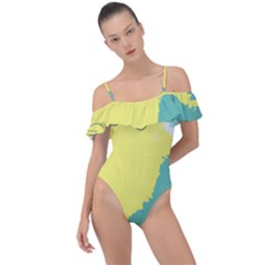 Plants Eaves Border Frame Frill Detail One Piece Swimsuit by Grandong